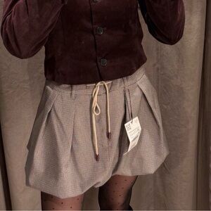 Zara Plaid Mini Skirt with Drawstring